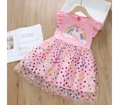 Vestido de malla de algodón dulce para niñas, vestido de princesa de hadas de verano para niñas M(90cm)