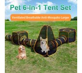 Parque de juegos para gatos 6 en 1 para exteriores, carpa plegable para mascotas con túneles, parque de juegos portátil para