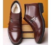Zapatos de negocios con forro de piel de invierno para hombre, mocasines sin cordones para hombre, forro de lana de cuero de vaca, zapatos que mantienen el calor 38 negro
