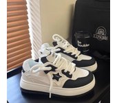 Zapatillas de plataforma para mujer, diseño de estrellas, con cordones, para monopatín, planas, cómodas, para correr al aire libre, tenis, zapatillas para correr 40 blanco