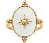 Anillo chapado en oro 'Cléopatra' nácar dorado - 23x15 mm (estrella del Norte) 56 blanco
