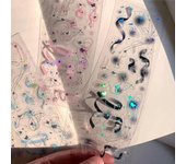 Cinta colorida, pegatinas holográficas láser, materiales decorativos Kawaii de raspado artesanal, pegatinas decorativas para álbum de tarjetas Idol, suministros de arte color rosa