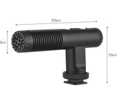 Micrófono estéreo portátil micrófono de grabación de vídeo enchufe TRS de 3,5mm batería recargable incorporada para negro