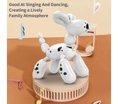 Perro de control remoto, programación de control remoto, perro con globo, juguete inteligente para bailar y cantar para niños blanco