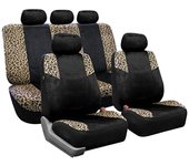 Funda de asiento de coche de lujo con estampado de leopardo de felpa, 5 asientos, universal, para la mayoría de los coches, protector de cojín de asiento de invierno, 9 piezas 5 seat