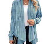 Otoño e Invierno Cárdigan de Mujer Chaqueta Suelta de Color Sólido de Manga Larga S gris