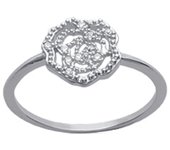 Bague Argent 'Flora' blanc argenté (rhodié) - 10 mm 50