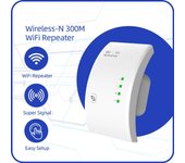 Repetidor WiFi inalámbrico, enrutador extensor de WiFi, amplificador de señal WiFi, repetidor de largo alcance, punto de acceso de repetidor WiFi de 300 Mbps EU Plug blanco