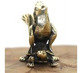 Figura de tortuga y rana hecha a mano, símbolo fino, mascota de té en miniatura de latón para escritorio