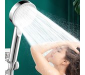 Cabezal de ducha de alta presión, 5 modos, cabezal de ducha ajustable con manguera, ahorro de agua, boquilla de pulverización de parada de una tecla, accesorios de baño, 1 ud.