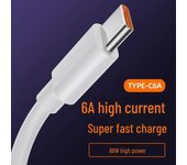 Cable de datos tipo C 6A para Huawei Mate50pro/40pro y Nova9, carga súper rápida, cargador de teléfono móvil. 1m blanco