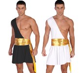 Disfraz de gladiador romano para hombre, dios griego antiguo, armadura de Cosplay de Halloween, juego de rol de soldado, trajes de Cosplay de guerrero caballero Medieval S blanco