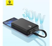 Baseus Banco de energía magnético de 10000 mAh, batería externa de repuesto PD de 30 W, carga rápida inalámbrica para iPhone 12-16, Macsafe Powerbank blanco