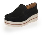 Zapatos Lok Fu de suela gruesa, conjunto de aumento de cuero, zapatos informales de caracol para mujer 41 negro