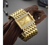 Relojes de pulsera para hombre y mujer, relojes de cuarzo, reloj dorado de moda con cadena de acero inoxidable, novedad de 2023
