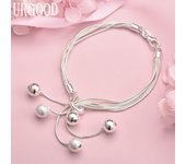 Pulsera de plata de ley 925 con múltiples cuentas de serpiente y cuentas lisas esmeriladas, joyería de boda 20CM