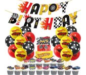 36 piezas de decoración de fiesta de Hot Wheels que incluyen pancarta y globos para decoración de tartas