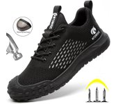 Zapatos de trabajo ligeros para hombre, zapatillas de trabajo transpirables antigolpes, zapatos de seguridad deportivos para hombre con botas de seguridad con punta de acero, calzado masculino 38