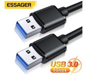 Essager Cable de extensión USB A USB tipo A macho A macho extensor USB 3,0 para radiador disco duro Webcom USB3.0 Cable de extensión USB 2.0(1M) negro