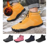 Botas de nieve de invierno para hombre y mujer, zapatos deportivos de algodón para mantener el calor, zapatos de senderismo al aire libre, botines altos de felpa, zapatillas de nieve descalzas para hombre 36 negro