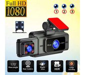 3 cámaras Dash Cam monitoreo de estacionamiento claro espejo retrovisor para coche grabación de vídeo videocámara ancha negro