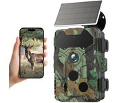Cámara solar para exteriores, cámara de seguimiento inalámbrica, 32 MP, visión nocturna por infrarrojos, WiFi, resistente al agua IP66 camuflaje