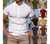 Polos musculosos para hombres Slim Fit Camisas de golf de manga corta de verano Camisas ajustadas Casual Stretch Mock Neck Camisetas de entrenamiento básicas transpirables con botones M blanco