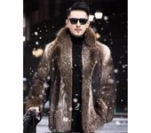Abrigo de piel para hombre, abrigo de visón de longitud media, piel sintética de zorro, piel de visón engrosada para mantener el calor en invierno 6XL