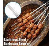 Pincho para barbacoa de acero inoxidable, 6 uds., tenedor plano para barbacoa, para acampar al aire libre, Picnic, palo ancho para barbacoa, palitos reutilizables para parrilla, utensilio para barbacoa, suministros para barbacoa plata