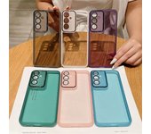 Funda de silicona transparente para Samsung Galaxy A55 A35 A16 A06 A54 A36 A25 A24 A23 A53 A52 A13 A14 A12 M33 M55 M15 M34 con protección de película de lente de vidrio Samsung Galaxy A05S negro