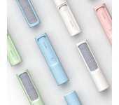 Cepillo reutilizable para quitar pelos de mascotas, rodillo de pelusa, autolimpiable, cepillo para quitar el polvo del pelo de perros y gatos para ropa, portátil y eficaz blanco