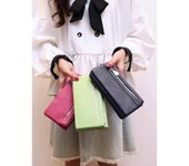 YOUHUAGUO Cartera larga de cuero esmerilado Vintage para mujer, bolso de mano a la moda, bolso de mano rojo