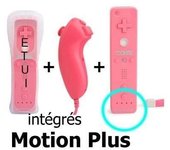 Manette Wii Motion plus Compatible + Nunchuck Rose