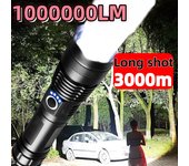 Linterna láser blanca superbrillante de 1000000 lúmenes, resistente al agua, con zoom, recargable, para trabajo al aire libre, pesca, camping Kit E