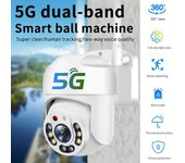 Cámara inalámbrica WiFi de 5Ghz y 2,4Ghz 8 LED Cámara web de visión nocturna por infrarrojos Videocámara domo de vigilancia a prueba de agua Admite intercomunicador de voz en tiempo real EU Plug blanco
