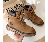 Botas de media caña de cuero cómodas para hombre para otoño, botas cortas antideslizantes y resistentes al desgaste con cordones de estilo británico a la moda para hombre 38 marrón