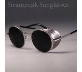 Gafas de sol redondas Retro de Metal Steampunk para hombres y mujeres, gafas de sol Vintage de diseñador de marca de tendencia, gafas de protección UV400 negro