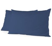 LOVELY HOME Lot de 2 taies de traversin - 85 x 185 cm - 100% coton - Bleu