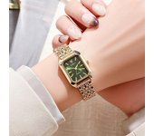 Reloj con correa de acero inoxidable para mujer, reloj de pulsera de cuarzo de lujo, reloj de cuarzo cuadrado sencillo a la moda para estudiantes 1PCS