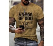 Camiseta estampada con gráfico  Armor Of God  para hombre de talla grande para verano, camisetas casuales de moda de manga corta para hombres grandes y altos S
