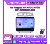 10 pulgadas para Peugeot 307 307CC 307SW 2001-2013 con botón Radio de coche Multimedia Carplay 2Din Audio estéreo Android Video 2 + 32GB