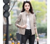 Abrigo de cuero para mujer, chaqueta de cuero de motocicleta grande coreana, corta, holgada, delgada, informal, a la moda, para primavera y otoño XXL