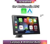 Monitor de coche de 9 pulgadas, inalámbrico, CarPlay/Android, pantalla de Radio Multimedia para coche, transmisor FM, reproductor de vídeo USB TF