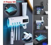 Dispensador de pasta de dientes inteligente con luz UV automática, exprimidor de pasta de dientes, esterilizador de cepillo de dientes blanco