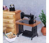 1:Juego de 12 máquinas de coser de madera en miniatura con hilo, tijeras, accesorios, decoración para casa de muñecas, muebles en miniatura, juguetes para niños 6pcs