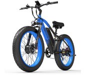 Bicicleta eléctrica LANKELESI MG740PLUS de 48 V y 1000 W, tracción delantera, sin escobillas, 26 x 4,0 pulgadas, neumáticos anchos, para adultos. azul