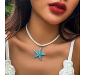 Collar con colgante de estrella de mar de estilo bohemio, gargantilla de playa, cadena de clavícula de caracola de moda para fiesta style6