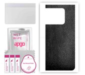 apgo Protective Skin Sticker for the back compatible with OnePlus 10T, Wrap Film, Foil, Vinyl - Pattern Black Leather