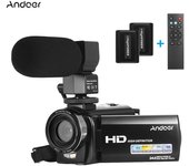 Andoer HDV-201LM 1080P FHD cámara de vídeo Digital videocámara grabadora DV 24MP 16X Zoom Digital pantalla LCD de 3,0 pulgadas Bundle 4