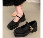 Zapatos de mujer estilo gótico japonés Lolita zapatos de oficina para mujer tacones altos Mary Jane punta cuadrada tacón cuero normal casual 35